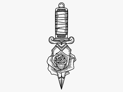 Beauty and The Beast art blackwork chicago creative dagger graphic design grunge hand drawn illustration rose