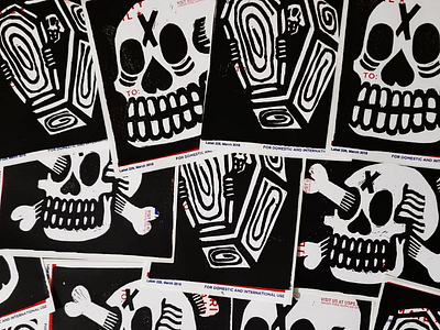 Lino printing stickers