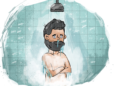 Cold Showers beard chest cold hand drawn happy human illustration ipad pro prison procreate sad shower