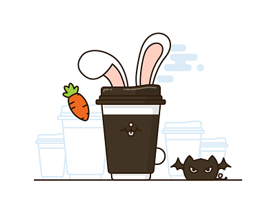 rabbit cup flat，daily illustration