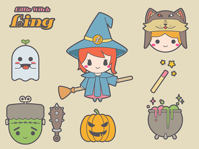 Little Witch Ling flat halloween witch