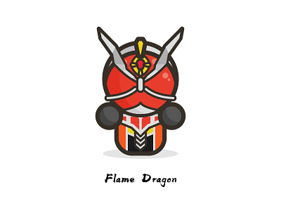 仮面ライダー Flame Dragon flat illustration