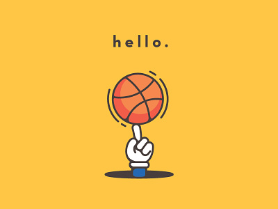 Hello Dribbble ball basketball debut dribbble first icon illustration invitation invite shot