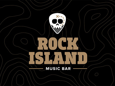 Rock Island bar island logo map music rock skull