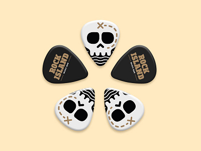 Rock Island Picks bar island logo music pick rock skull