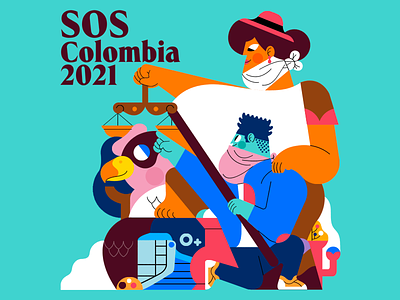 S.O.S. COLOMBIA colombia colombian artist color palette illustration jhonny núñez sos vector