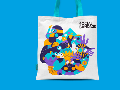 Social Bandage - Tote Bag illustration ilustración jhonny núñez sea life sea nursery social bandage tote bag