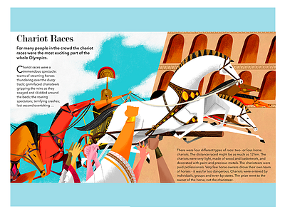 CHARIOT RACES book chilares illustration editorial editorial illustration greek horse illustration ilustración jhonny núñez