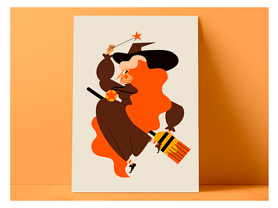 BRUJA bruja flat graphic design illustration ilustración jhonny núñez pantone studio poster print witch