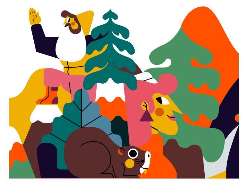 GLASSWARE 2 arbol tree pine pino castor beaver alaska juneau woods vector color palette jhonny núñez ilustración illustration