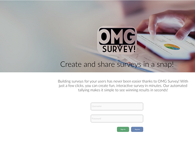 OMG Survey Prototype - Home screen adobe xd uidesign