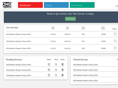 OMG Survey - Dashboard adobe xd app ui ux web