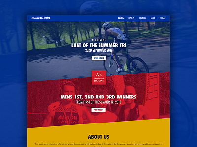Summer Tri Series athlete cycling homepage running sports swimming triathlon ui ux web design website