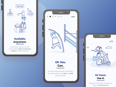 Onboarding and Welcome Screens for WIP App app characters flat line illustrations onboarding screens welcome