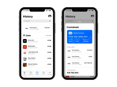 Newbank - History & 3D Touch, iOS 11 bank bank history card detail cards ios 11 ios history iphone x newbank payments wallet