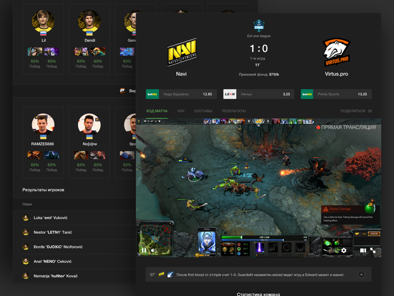 Scores24: Cybersport DOTA 2 Live match by Bohdan Kononets for