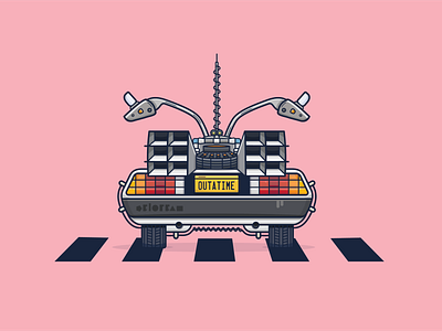 OUTATIME back to the future character delorean design illustration