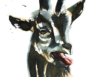 Mister Goat art bah goat handmade illustration mister paint rude tongue watercolour