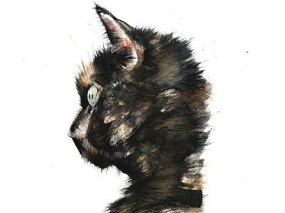 Misses art black cat green handmade misses orange painting tortie watercolour
