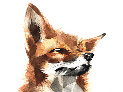 Foxy art creature fox foxy illustration nature portrait watercolor watercolour wild wildlife