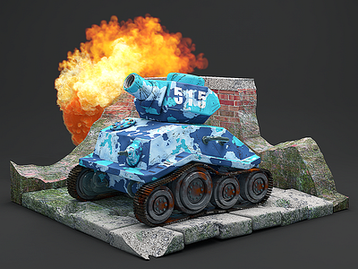 tank c4d smoke tank war