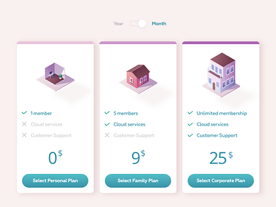 Pricing page gradient illustration isometric pricing web