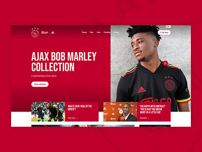 AFC Ajax club site redesign ajax bob football graphic design marley project red redesign ui ux