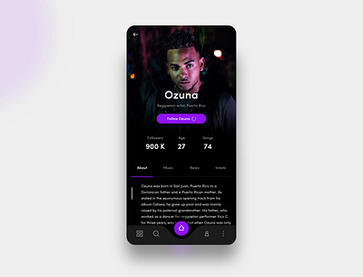 Music User Profile (first upload) artist black dailyui dark design dribbble first modern music music app profile singer user