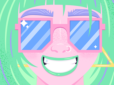 GLIB bright colour freckles girl glib hair illustration illustrator light pastel shiny smile sparkle style summer sun sunglasses tropical vector