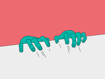 Hide and seek - flat hands illustration line lines minimal pink teal vector