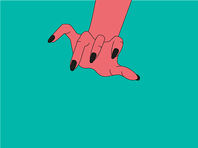 Hide and seek - flat hands illustration line lines minimal pink teal vector