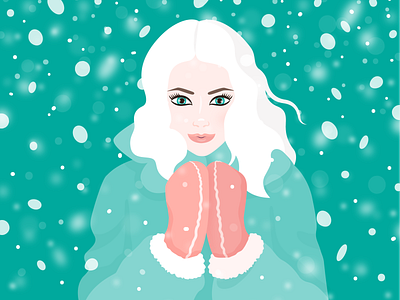 Let it snow - christmas cold colour frozen girl hair illustration illustrator pink seasonal shadow snow teal vector wind winter