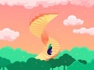 36 Days of type - S 36 days of type 36days s 36daysoftype adventure cloud colour forest illustration illustrator letter light s shadow sky stairs sunset texture tree type vector