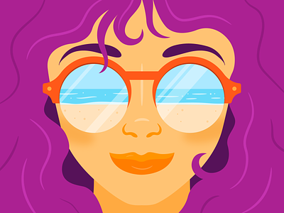 Summer sun - beach blue bright colour girl hair illustration illustrator light ocean orange purple reflection sea shadow summer sun sunglasses tropical vector