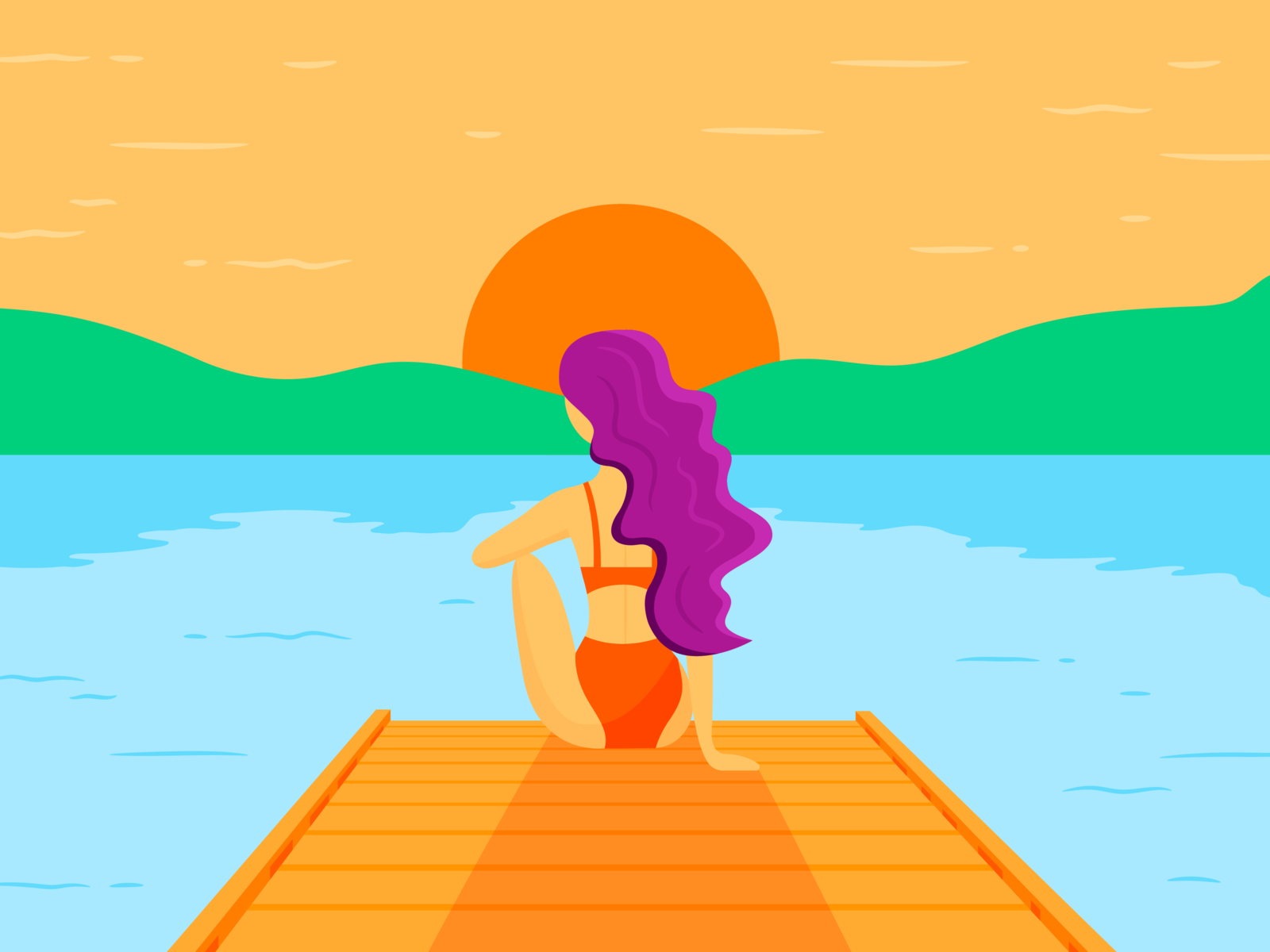 Sunset swim - by Bettina Stovne on Dribbble