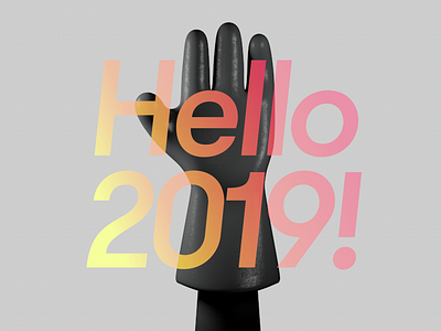 Hello 2019 3d illustration cinema4d glove hand high five new year