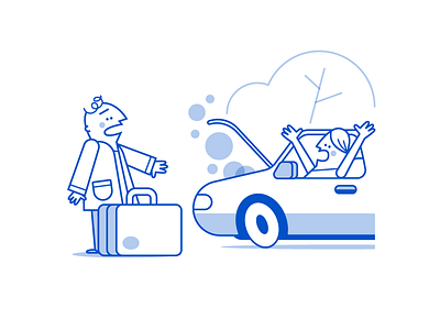 End of journey car character illustration illustrator lineart travel vector