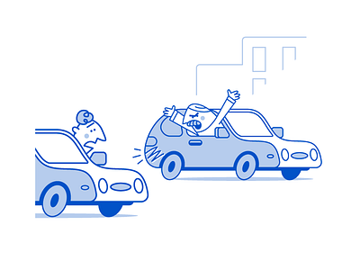 Heavy Traffic angry car character digital illustration illustrator lineart vector