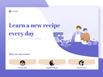 A website concept for recipe learning concept illustration ui visual design web