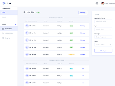 Service dashboard