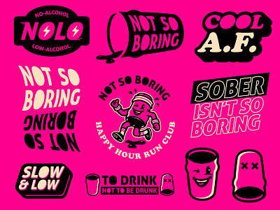 "Not So Boring" sticker sheet alcohol beer branding cartoon design football illustration illustrator logo logos m7d sports vector
