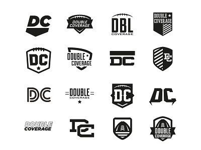 Double Coverage Logo black branding design esports football illustration illustrator logo mascot monochrome simple sports white