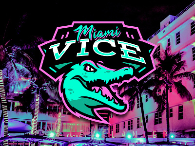 Miami Vice Logo alligator croc crocodile logo miami neon sports