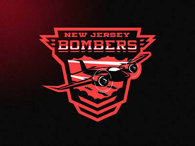 New Jersey Bombers airplane design esports football grunge jet logo london m7d mascot plane sports