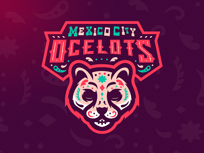 Mexico City Ocelots day of the dead design esports football grunge illustrator logo london m7d ocelot skull sports