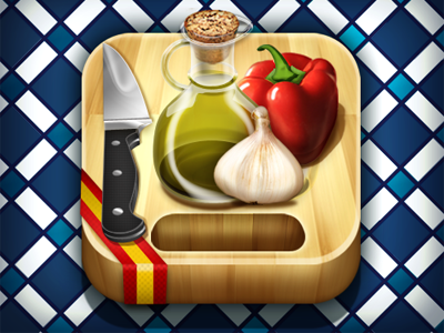 Spanish Recipes apps food garlic icon ios knife olive oil pepper recipes spain