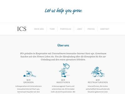 ICS icons & website finance grow icons investing start up vc venture capital website