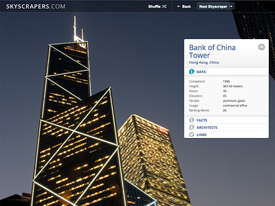 skyscrapers.com data sheet fullscreen background images gallery photography showcase skylines skyscrapers user interface webdesign