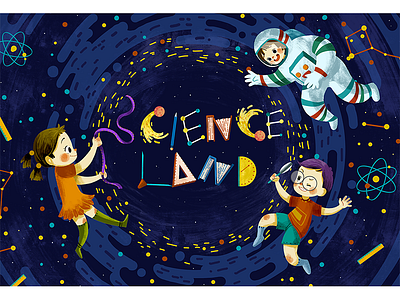 Science land astronaut astronomy children illustration illustrator kids land photoshop science universe