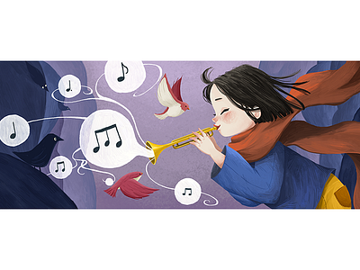 Trumpet girl artwork creative girl illustration music visualart